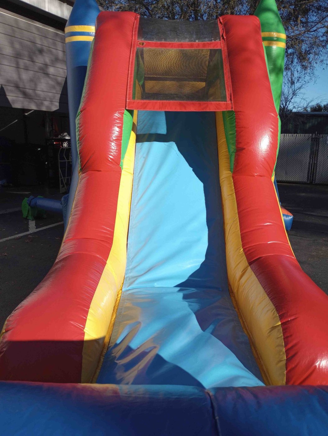 Bounce house slide after repair work