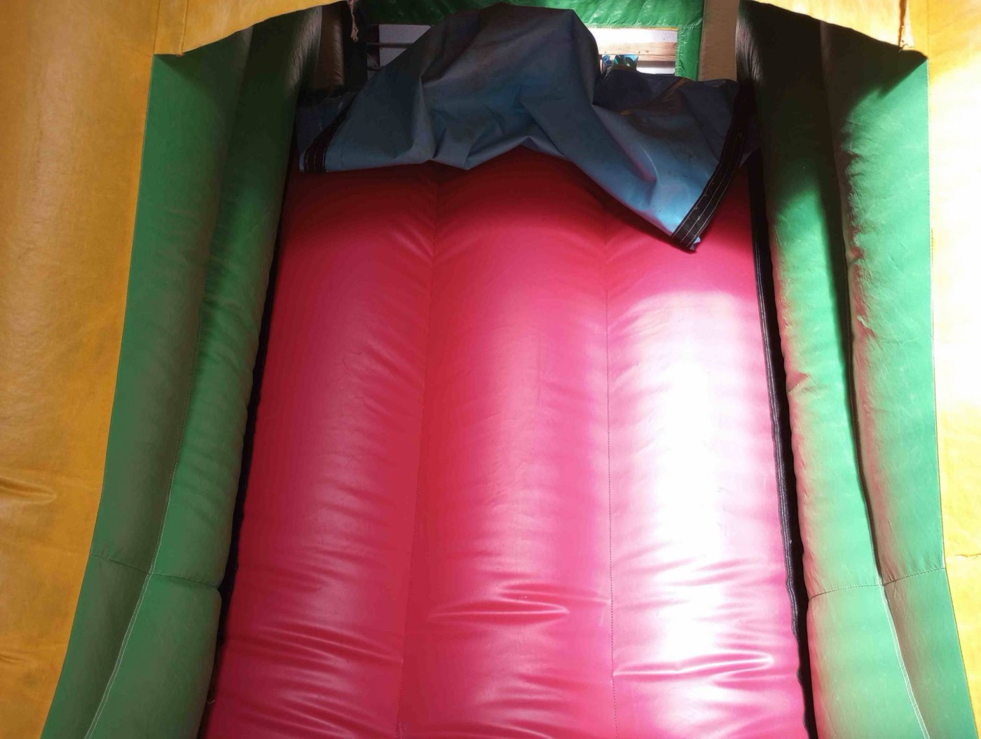 Interior of a bounce house during repair