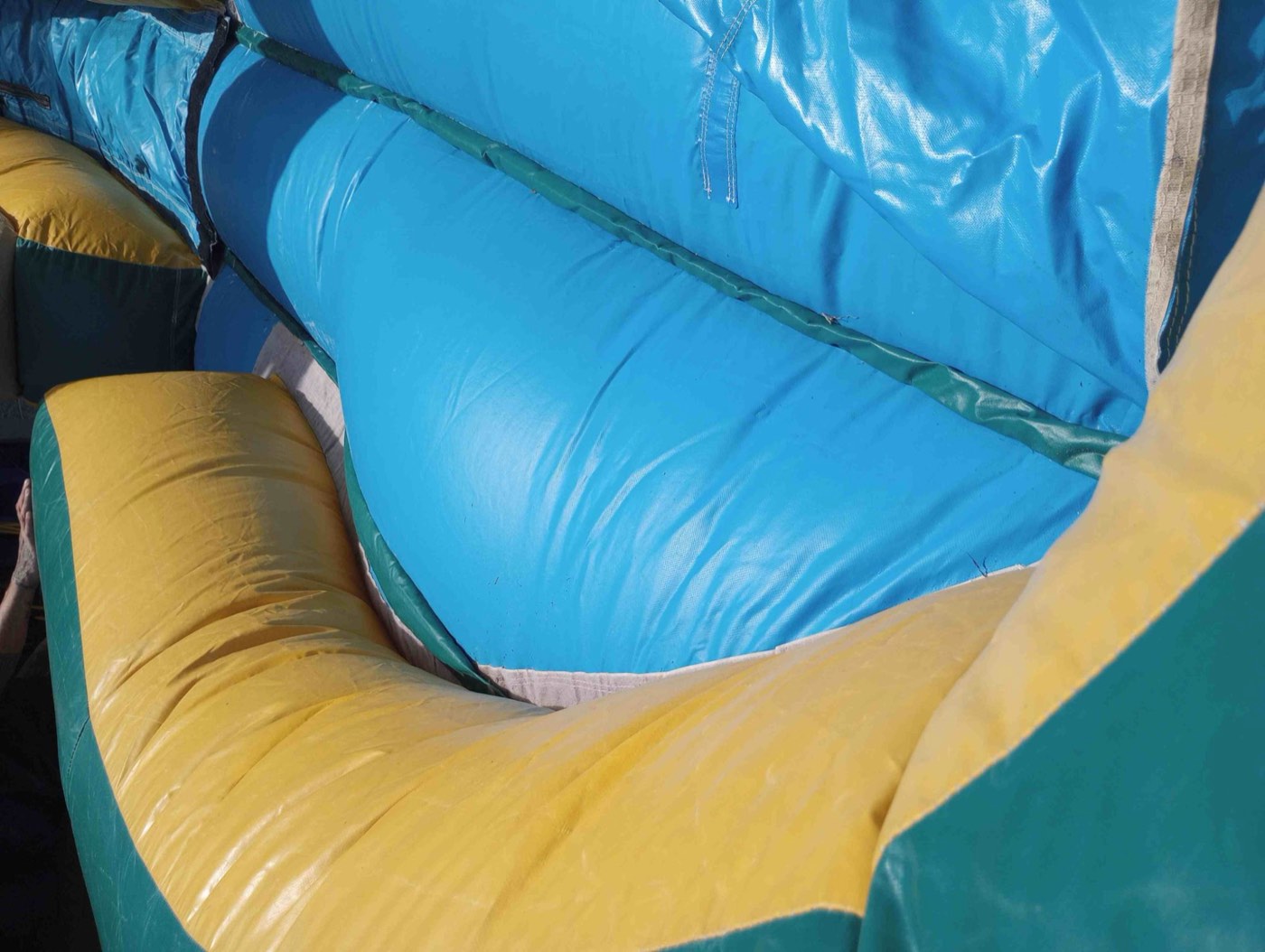 Seam and binding detail on a repaired inflatable